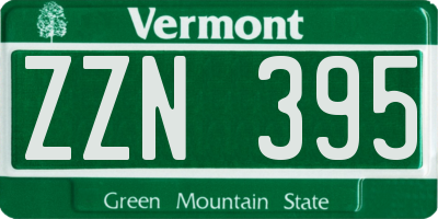 VT license plate ZZN395