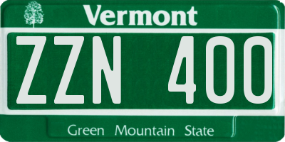 VT license plate ZZN400