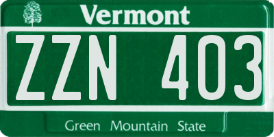 VT license plate ZZN403