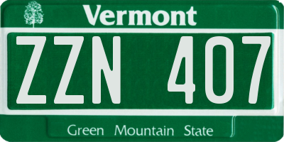 VT license plate ZZN407