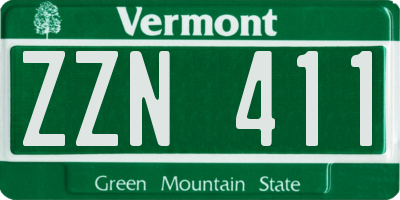 VT license plate ZZN411