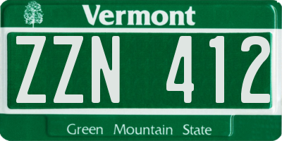 VT license plate ZZN412