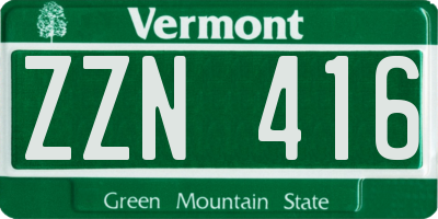 VT license plate ZZN416
