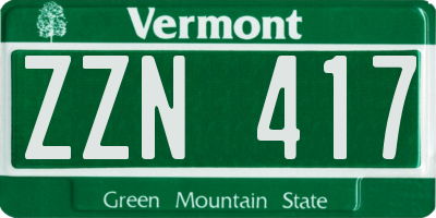 VT license plate ZZN417