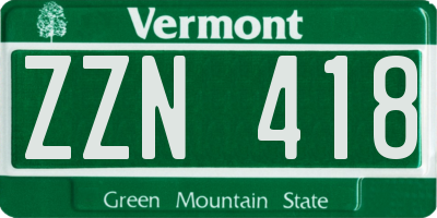 VT license plate ZZN418