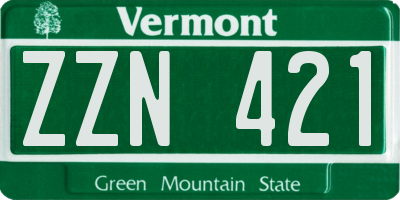 VT license plate ZZN421
