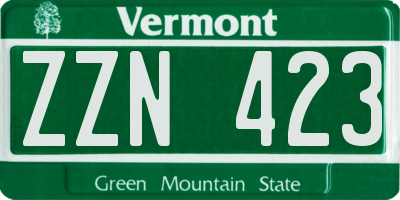 VT license plate ZZN423