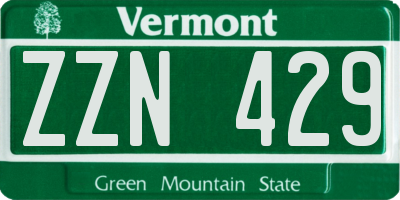 VT license plate ZZN429
