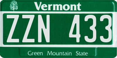VT license plate ZZN433