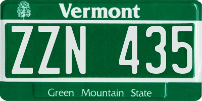 VT license plate ZZN435