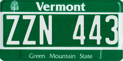 VT license plate ZZN443