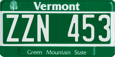 VT license plate ZZN453