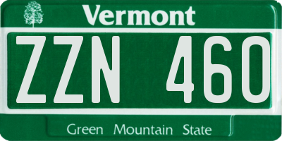 VT license plate ZZN460