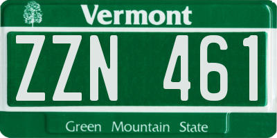 VT license plate ZZN461