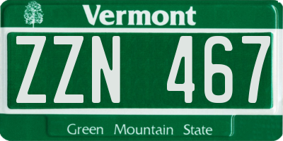VT license plate ZZN467