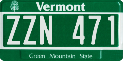 VT license plate ZZN471