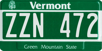 VT license plate ZZN472
