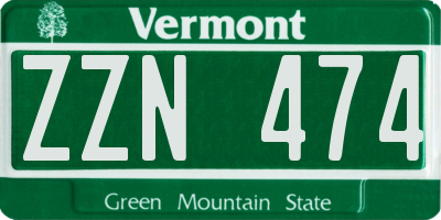 VT license plate ZZN474