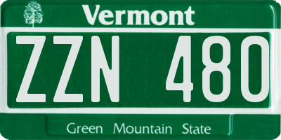 VT license plate ZZN480