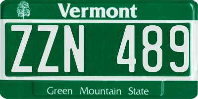 VT license plate ZZN489
