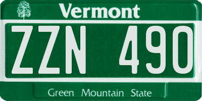 VT license plate ZZN490