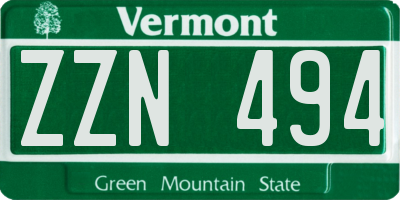 VT license plate ZZN494