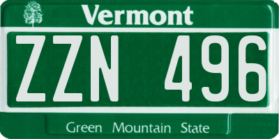 VT license plate ZZN496