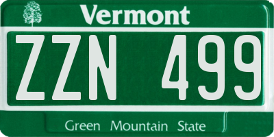 VT license plate ZZN499