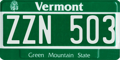 VT license plate ZZN503