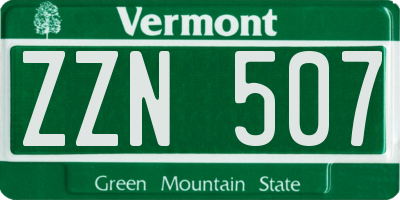 VT license plate ZZN507