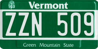 VT license plate ZZN509