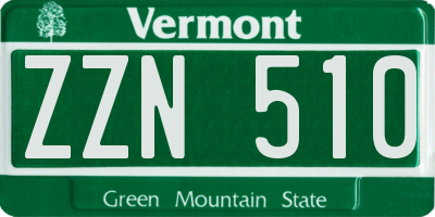 VT license plate ZZN510