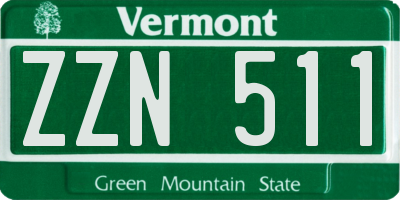 VT license plate ZZN511