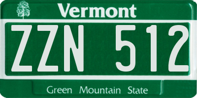 VT license plate ZZN512