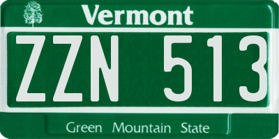 VT license plate ZZN513