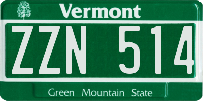 VT license plate ZZN514
