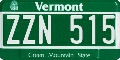 VT license plate ZZN515