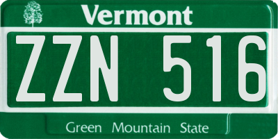 VT license plate ZZN516