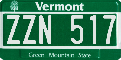 VT license plate ZZN517
