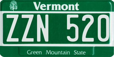 VT license plate ZZN520