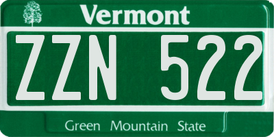 VT license plate ZZN522