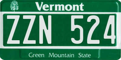 VT license plate ZZN524