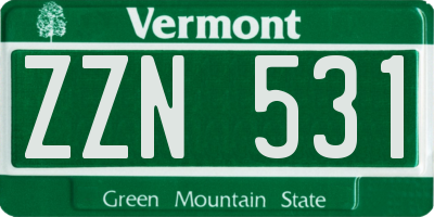 VT license plate ZZN531