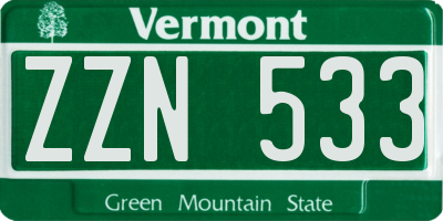 VT license plate ZZN533