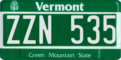 VT license plate ZZN535