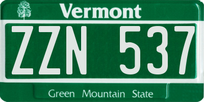 VT license plate ZZN537