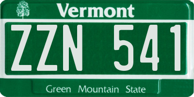 VT license plate ZZN541