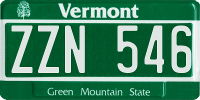 VT license plate ZZN546