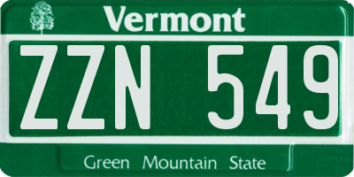 VT license plate ZZN549