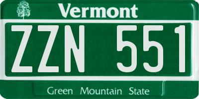 VT license plate ZZN551